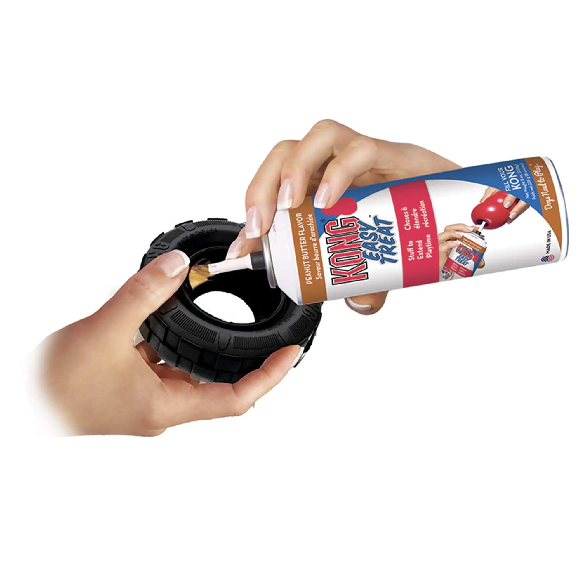 KONG - Tires - Giocattolo in gomma resistente e dispenser di snack per cani forti.